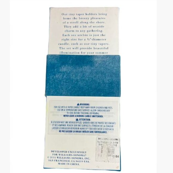 Williams Sonoma Sea Urchin Tiny Taper Holders One Pair Silvery New in Box (NIB) - Picture 6 of 6